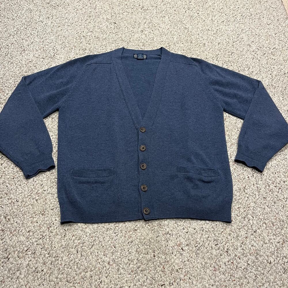 Lands End Lambswool Sweater Sz M Blue Classic Preppy Academia Grandpacore